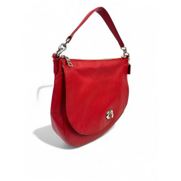 Coach Vintage Elle Red Pebbled Leather Hobo Bag - Picture 2 of 16